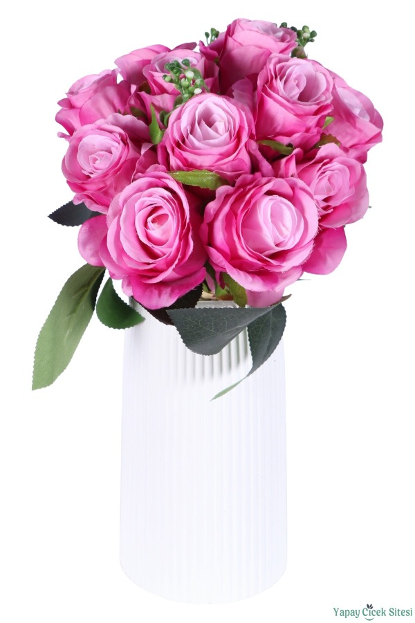 Premium Yapay Gül Demeti 13 Dal 28 cm Pembe - 4