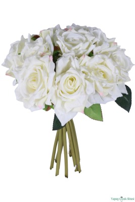 Premium Yapay Gül Demeti 25 cm 10lu Beyaz - 2
