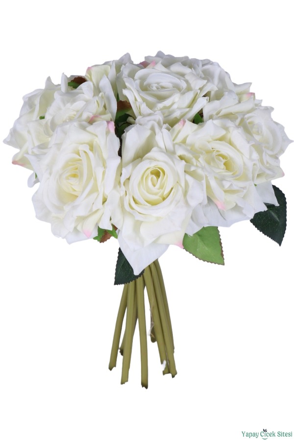 Premium Yapay Gül Demeti 25 cm 10lu Beyaz - 2