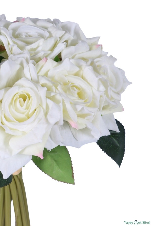 Premium Yapay Gül Demeti 25 cm 10lu Beyaz - 3