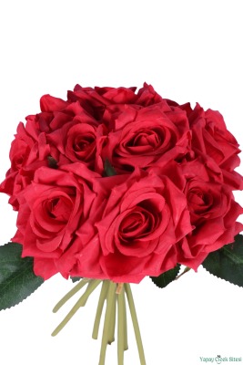 Premium Yapay Gül Demeti 25 cm 10lu Kırmızı - 4