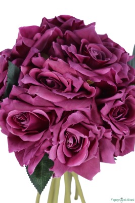 Premium Yapay Gül Demeti 25 cm 10lu Mor - 4