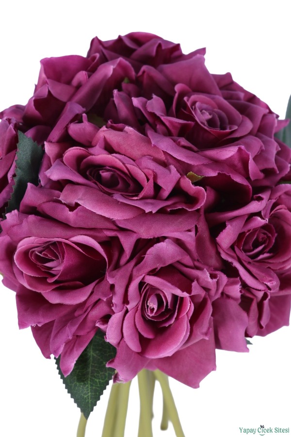 Premium Yapay Gül Demeti 25 cm 10lu Mor - 4