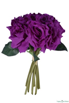 Premium Yapay Gül Demeti 25 cm 10lu Mor - 2