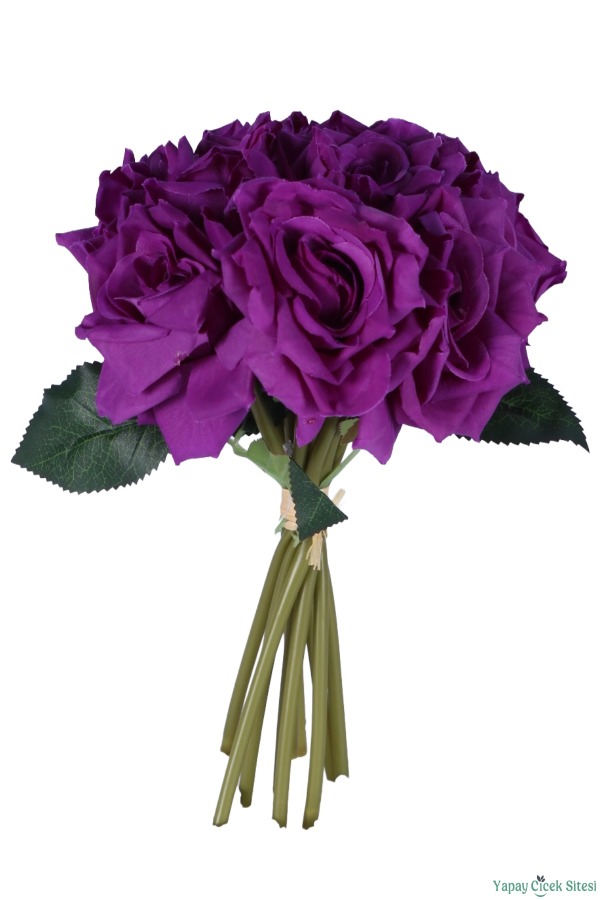 Premium Yapay Gül Demeti 25 cm 10lu Mor - 2
