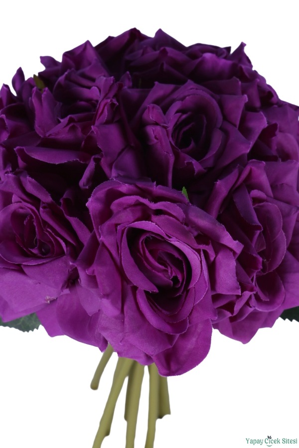 Premium Yapay Gül Demeti 25 cm 10lu Mor - 4