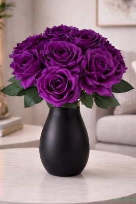 Premium Yapay Gül Demeti 25 cm 10lu Mor - Yapay Çiçek Sitesi
