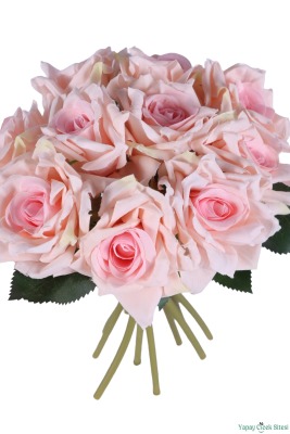 Premium Yapay Gül Demeti 25 cm 10lu Pembe - 4