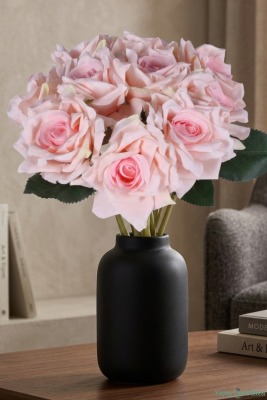 Premium Yapay Gül Demeti 25 cm 10lu Pembe - Yapay Çiçek Sitesi