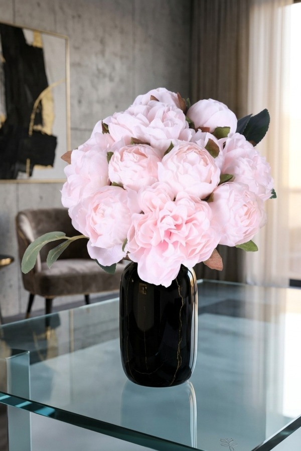 Premium Yapay Şakayık Buketi 11 Dal 25 cm Pudra - 1