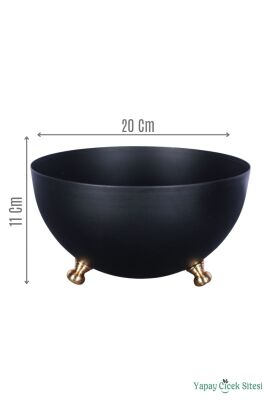 Sitesi Metal Tas Model Saksı Siyah 11 Cm - 1