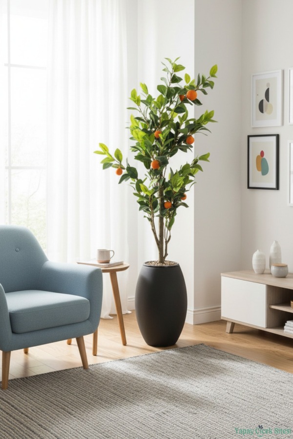 Siyah Fiber Saksıda Portakal Ağacı 220 cm - 5