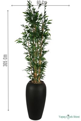 Siyah Fiber Saksıda Yapay Bambu Ağacı 305 cm - Yapay Çiçek Sitesi