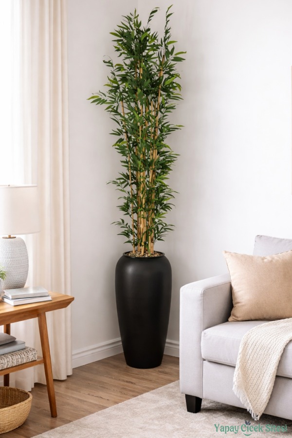 Siyah Fiber Saksıda Yapay Bambu Ağacı 305 cm - 5