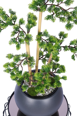 Antrasit Küre Saksıda Modern Minimal Tasarım Yapay Bonsai Ağacı Yeşil 65 cm - 4