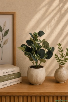 Tomurcuklu Okaliptus Demeti 45cm 4 Dal Yeşil - 3