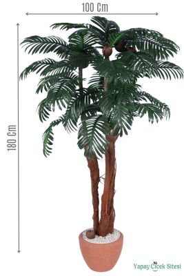 Tropikal Yapay Areka Ağacı 180 cm Bohem Kiremit Saksıda - Yapay Çiçek Sitesi