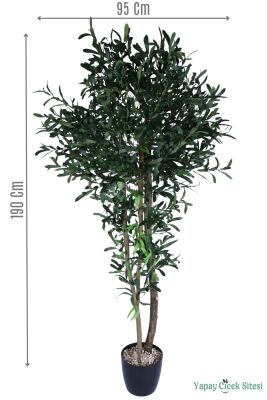 Yapay 3 Gövdeli Zeytin Ağacı 190 Cm Koyu Yeşil - Yapay Çiçek Sitesi