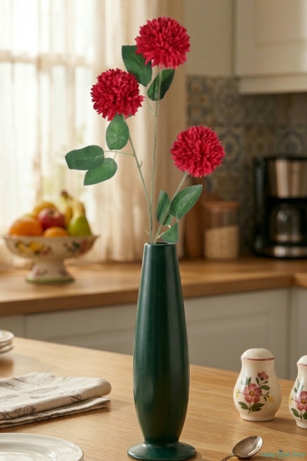 Yapay 3 Top Karanfil 62 cm Kırmızı - 1