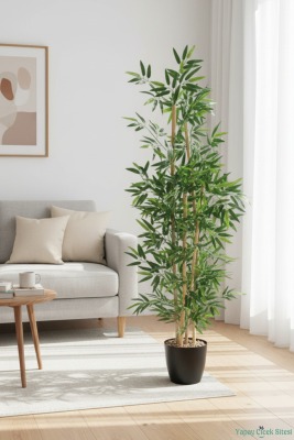 Yapay 4 Gövdeli Bambu Ağacı 195 Cm Yeşil - 4