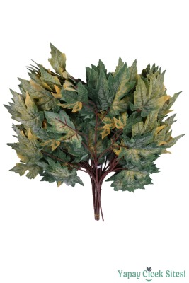 Yapay Akça Ağacı Dalı 15 Yapraklı 65 Cm 12 Adet Yeşil-Sarı - 3