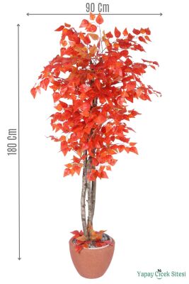 Yapay Akçaağaç 180 cm Bohem Saksıda Turuncu - Yapay Çiçek Sitesi