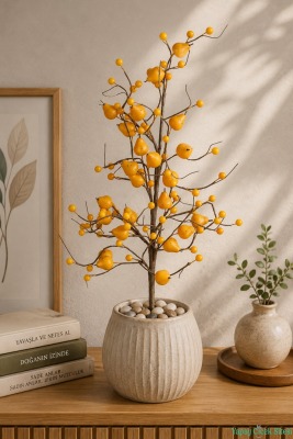 Yapay Armut Dalı 57cm Sarı - 3