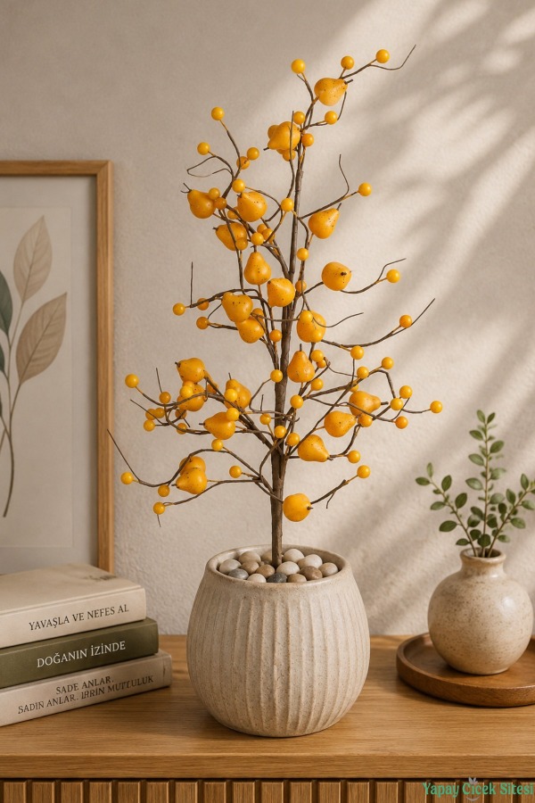 Yapay Armut Dalı 57cm Sarı - 3