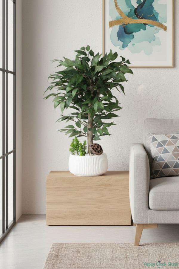 Yapay Premium Yapraklı Benjamin Ağacı Tanzimi 55 cm - 4