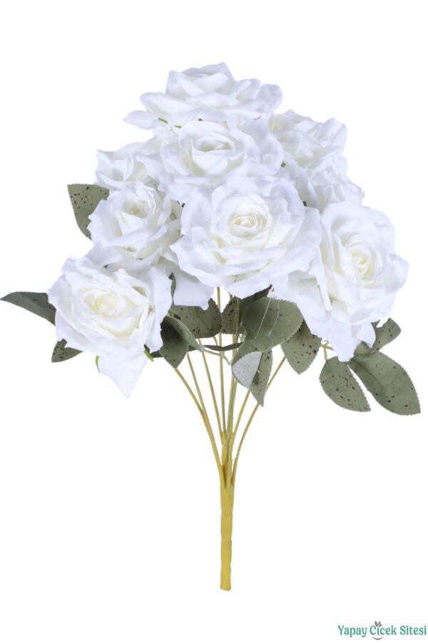 Yapay Beyaz Gül Demeti 9lu Beyaz - 2