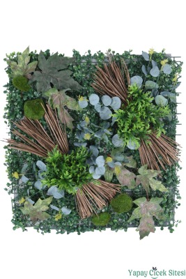 Yapay Bitkili Duvar Paneli 50x50 cm Model 3 - Yapay Çiçek Sitesi