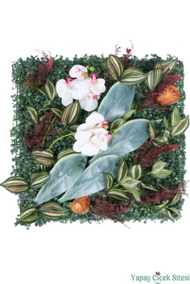Yapay Bitkili Duvar Paneli 50x50 cm Model 4 - Yapay Çiçek Sitesi