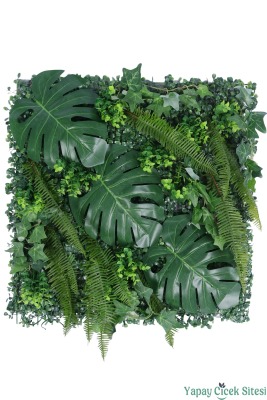 Yapay Bitkili Duvar Paneli 50x50 cm Model 7 - Yapay Çiçek Sitesi