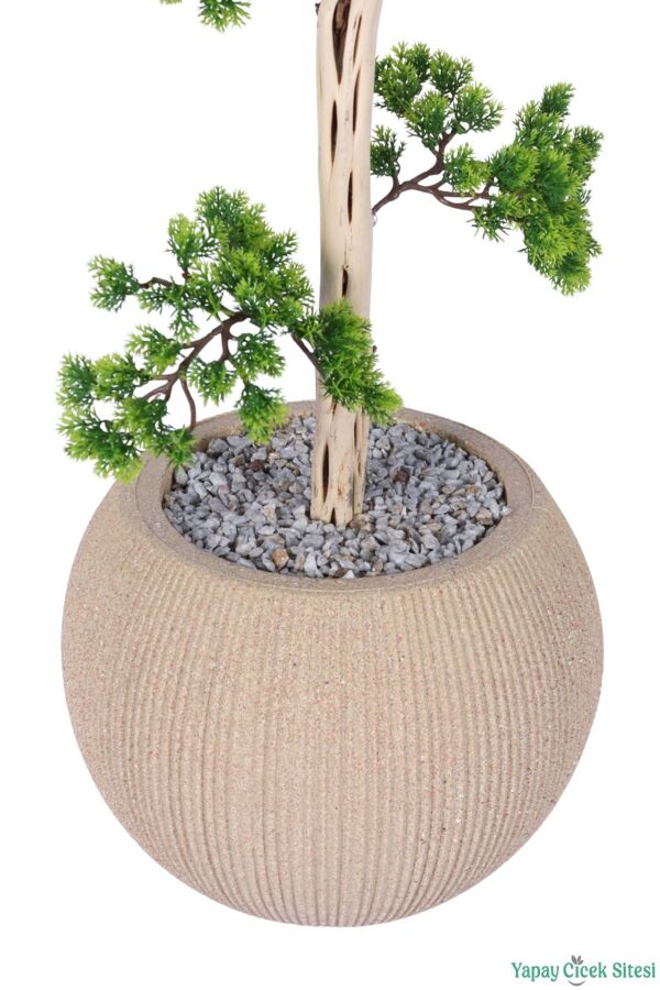 Yapay Bonsai Ağacı 145 cm Yeşil Bohem Krem Saksıda - 2