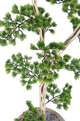 Yapay Bonsai Ağacı 145 cm Yeşil Bohem Krem Saksıda - 3