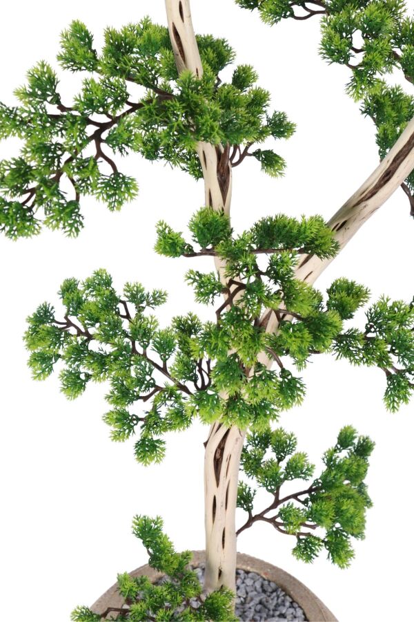 Yapay Bonsai Ağacı 145 cm Yeşil Bohem Krem Saksıda - 3
