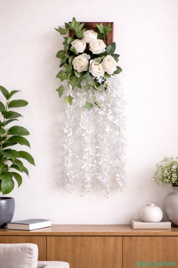 Yapay Çiçek Sitesi Ahşap Çerçeveli Yapay Çiçek Duvar Tablosu 15x24 Model 10 - 1