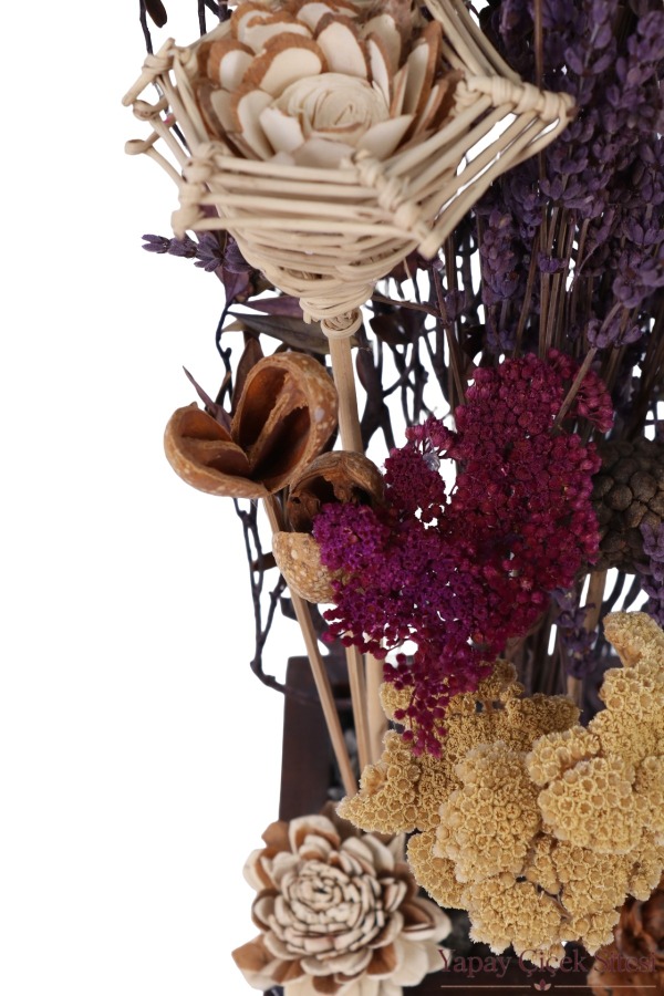 Ahşap Garden Saksıda Natürel Kuru Çiçek Bahçesi Tanzimi 50 cm - 2