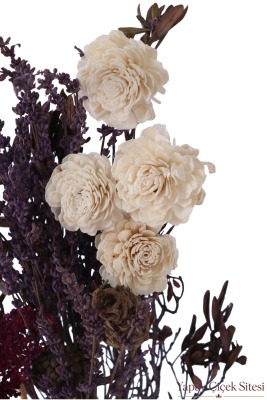 Ahşap Garden Saksıda Natürel Kuru Çiçek Bahçesi Tanzimi 50 cm - 5