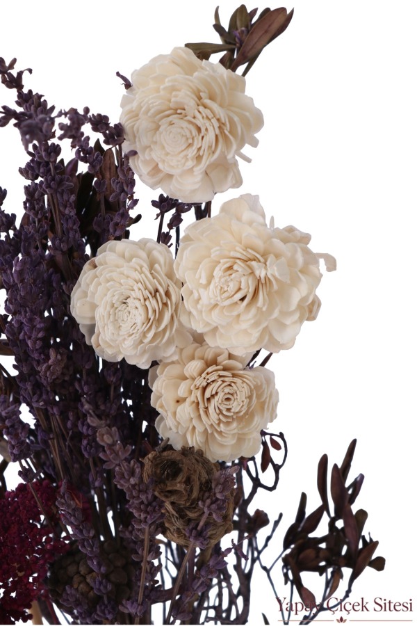 Ahşap Garden Saksıda Natürel Kuru Çiçek Bahçesi Tanzimi 50 cm - 5
