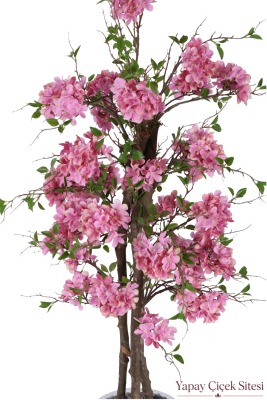 Bohem Saksıda 3 Gövdeli Yapay Ortanca Ağacı 160 cm Pembe - 2