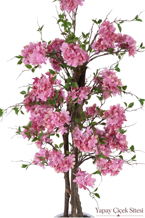 Bohem Saksıda 3 Gövdeli Yapay Ortanca Ağacı 160 cm Pembe - 2