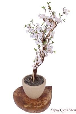 Bohem Saksıda Lüks Yapay Sakura Ağacı 125 Cm Beyaz - Yapay Çiçek Sitesi