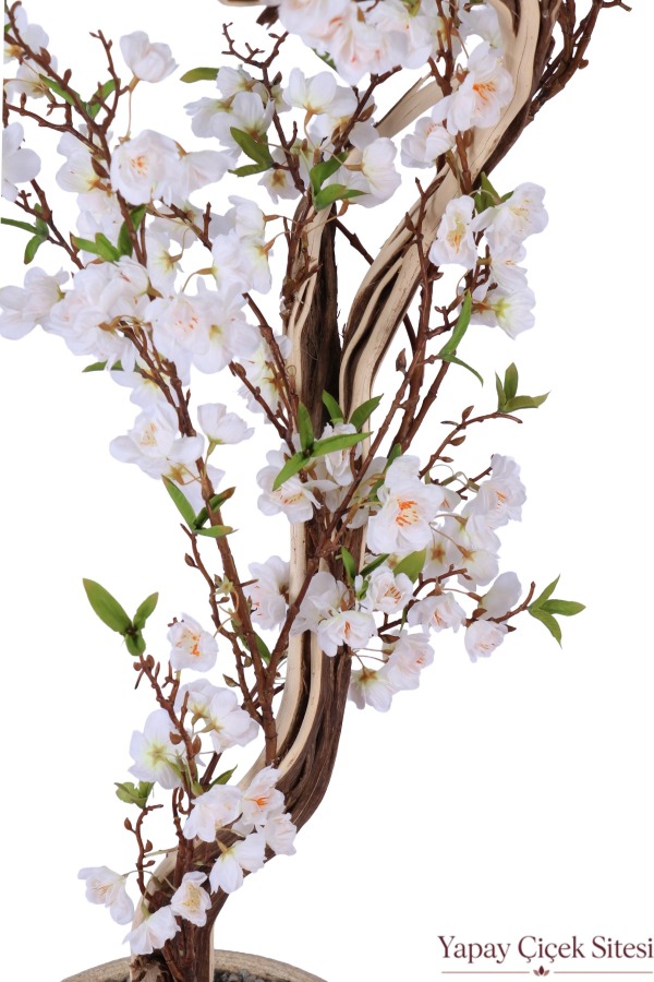Bohem Saksıda Lüks Yapay Sakura Ağacı 125 Cm Beyaz - 2