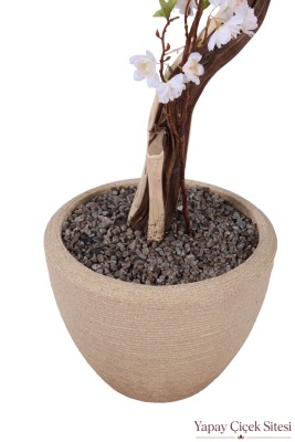 Bohem Saksıda Lüks Yapay Sakura Ağacı 125 Cm Beyaz - 3