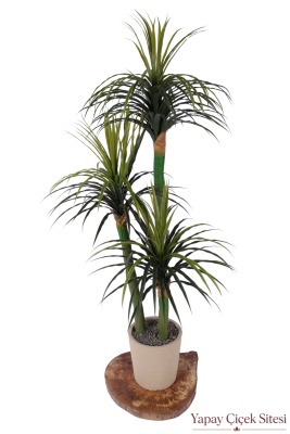  Bohem Saksıda Yapay 3 Gövdeli Drasena Marginata Ağacı 190 cm Yeşil - Yapay Çiçek Sitesi