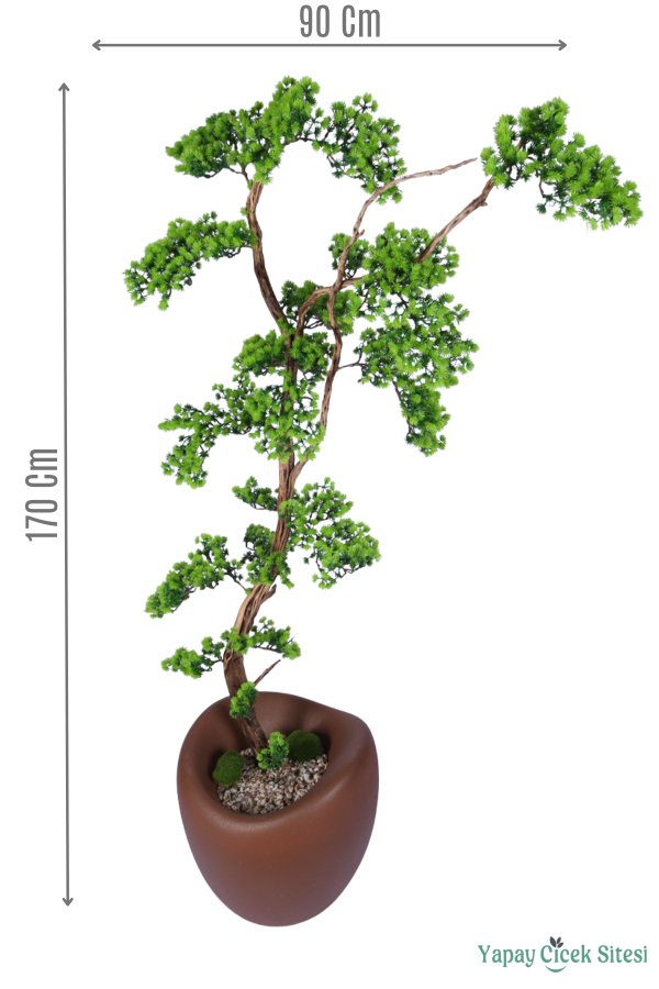 Yapay Çiçek Sitesi Fiber Saksıda Doğal Gövdeli Bonsai Yapay Ağaç 170 Cm - 1