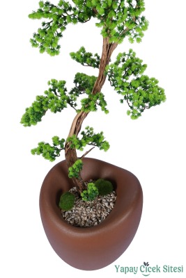 Yapay Çiçek Sitesi Fiber Saksıda Doğal Gövdeli Bonsai Yapay Ağaç 170 Cm - 3