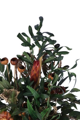 Metal Darbeli Vazoda Yapay Zeytin Tanzimi 68cm Yeşil - 5