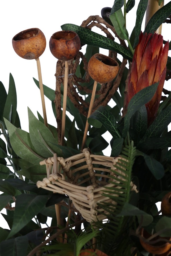 Metal Darbeli Vazoda Yapay Zeytin Tanzimi 68cm Yeşil - 7
